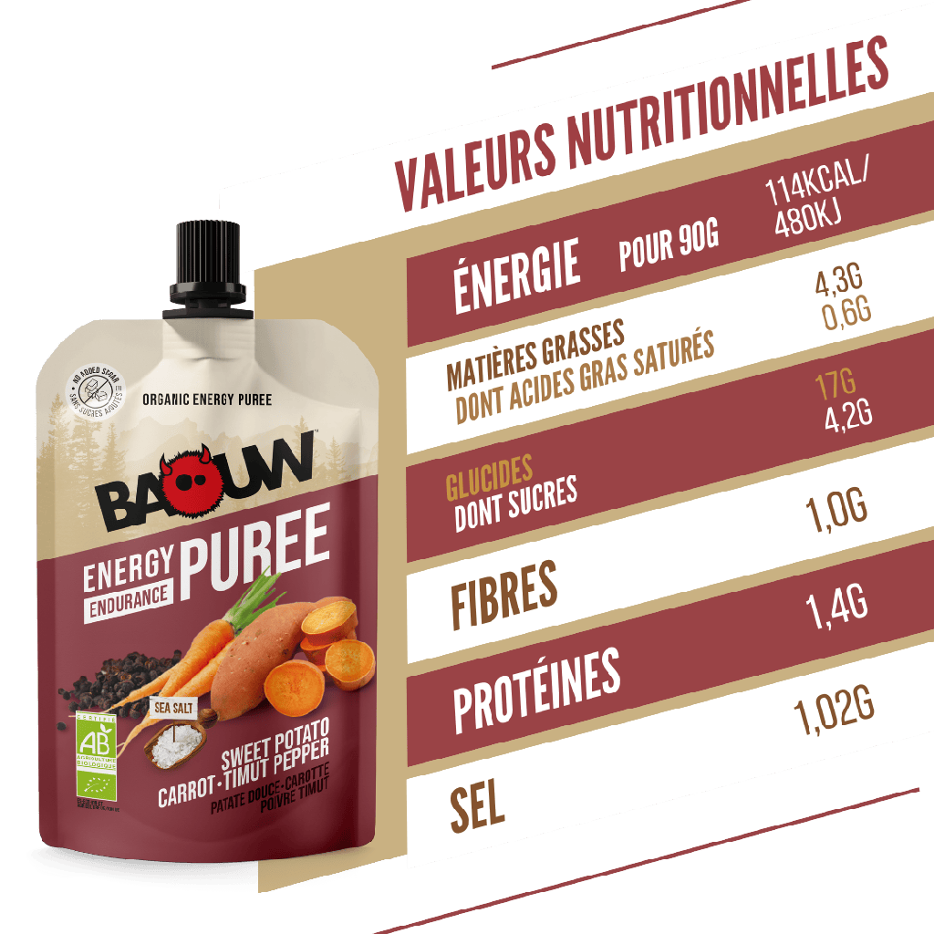 BAOUW Biologische Energiepuree Hartig Recept Zoete Aardappel/Ren/Paprika (90g)