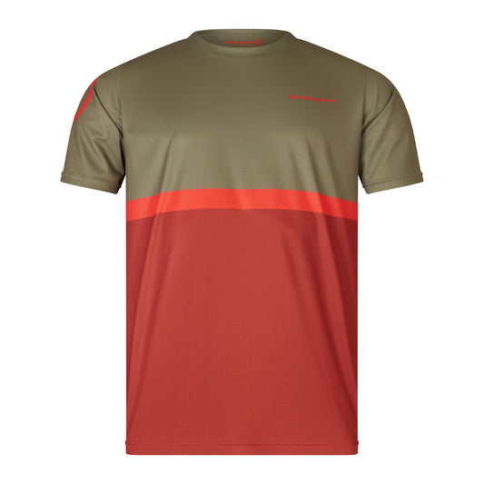 ENDURA SINGLETRACK CORE TEE II Korte Mouw Trui Khaki/Rood 2025