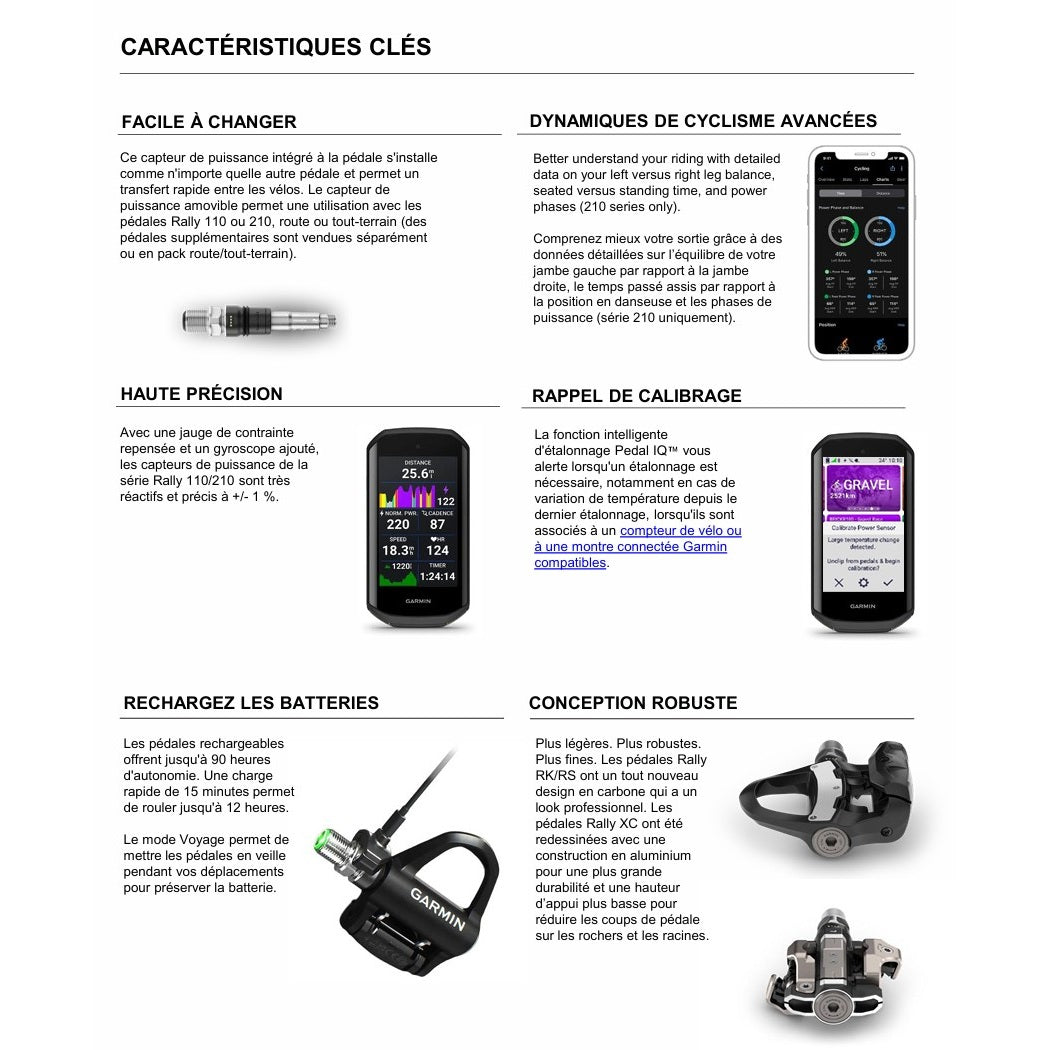 Pedalen met bekrachtigingssensor GARMIN RALLY RK/XC 210