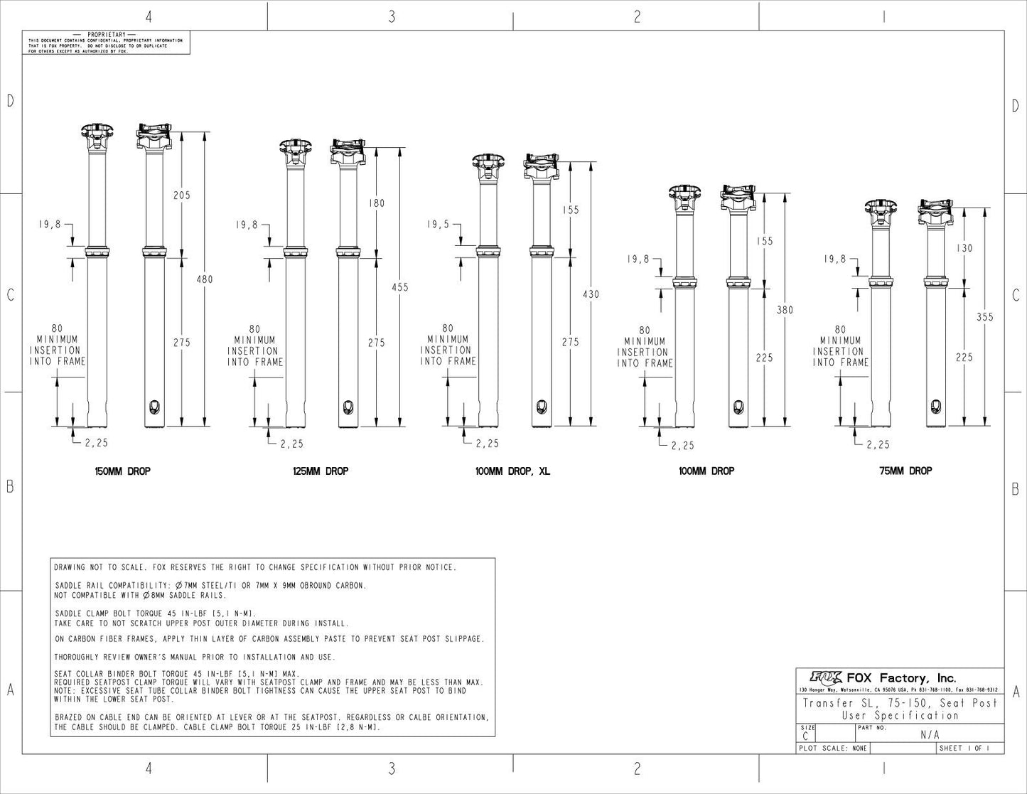 FOX RACING SHOX TRANSFER SL PERFORMANCE ELITE 2025 Telescopische zadelpen