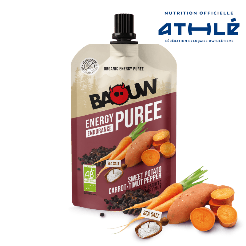BAOUW Biologische Energiepuree Hartig Recept Zoete Aardappel/Ren/Paprika (90g)