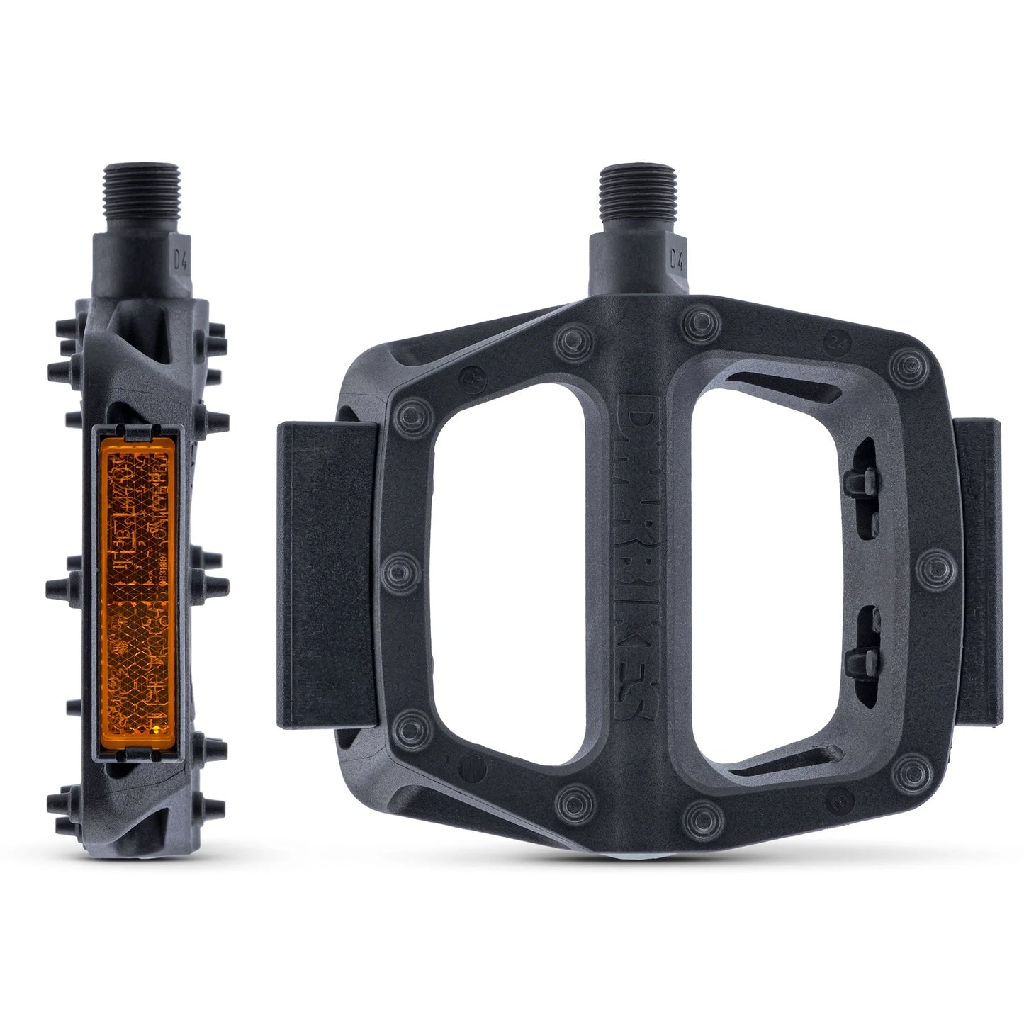 DMR V6 vlakke pedalen met reflectoren Zwart