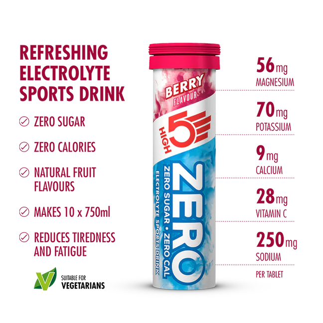 Fles + 10 elektrolyten hydratatie High5 CYCLE PACK Fruit Rood tabletten