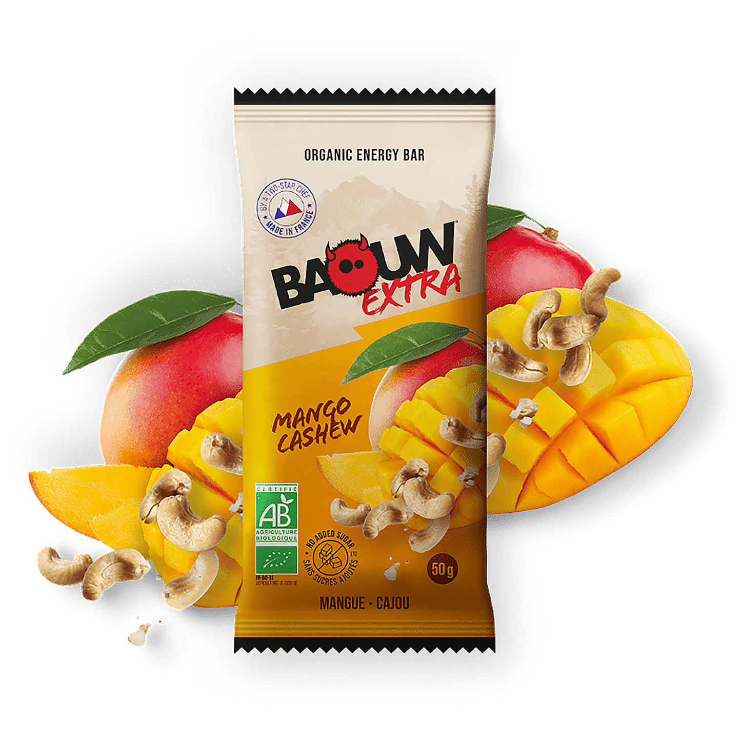 BAOUW ORGANIC EXTRA Mango Cashew Energiereep (50g)