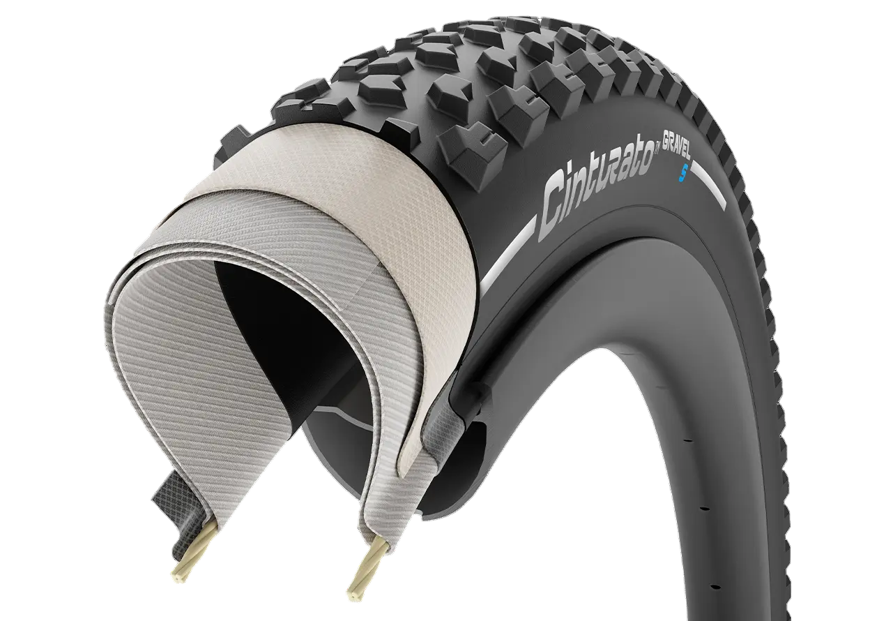 Band PIRELLI CINTURATO GRAVEL S 700x45c Tubeless Ready Klassiek beige