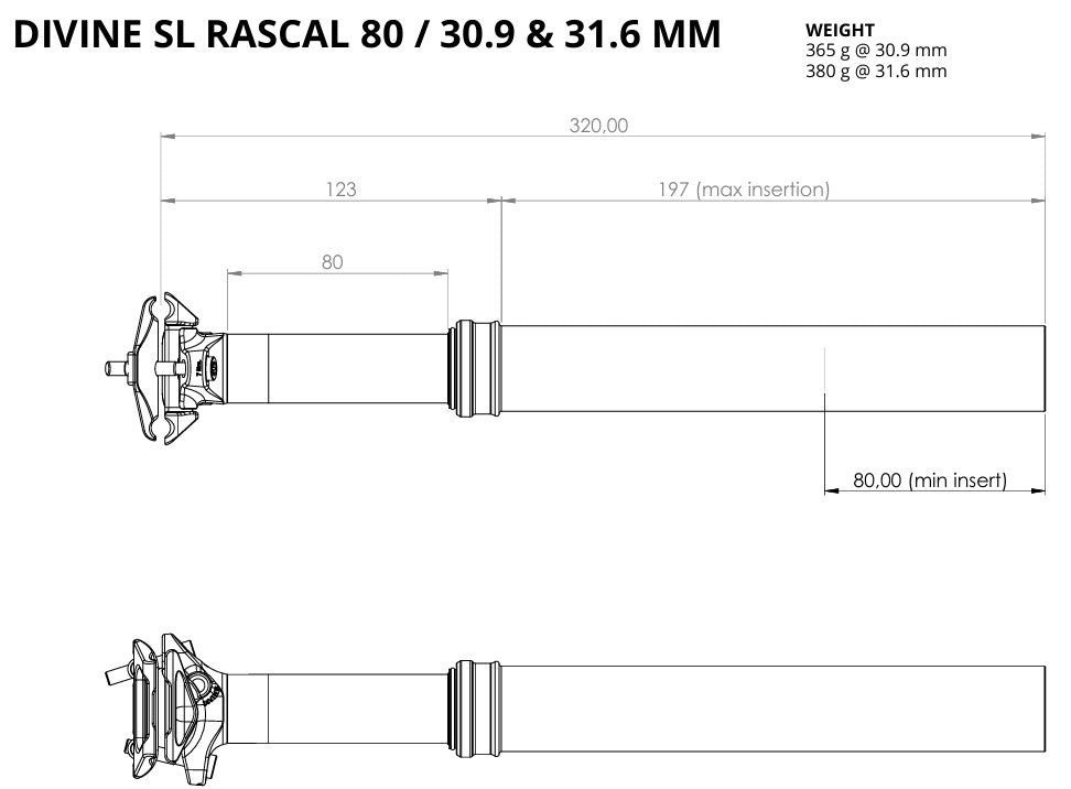 BIKEYOKE DIVINE SL RASCAL Telescopische Zadelpen