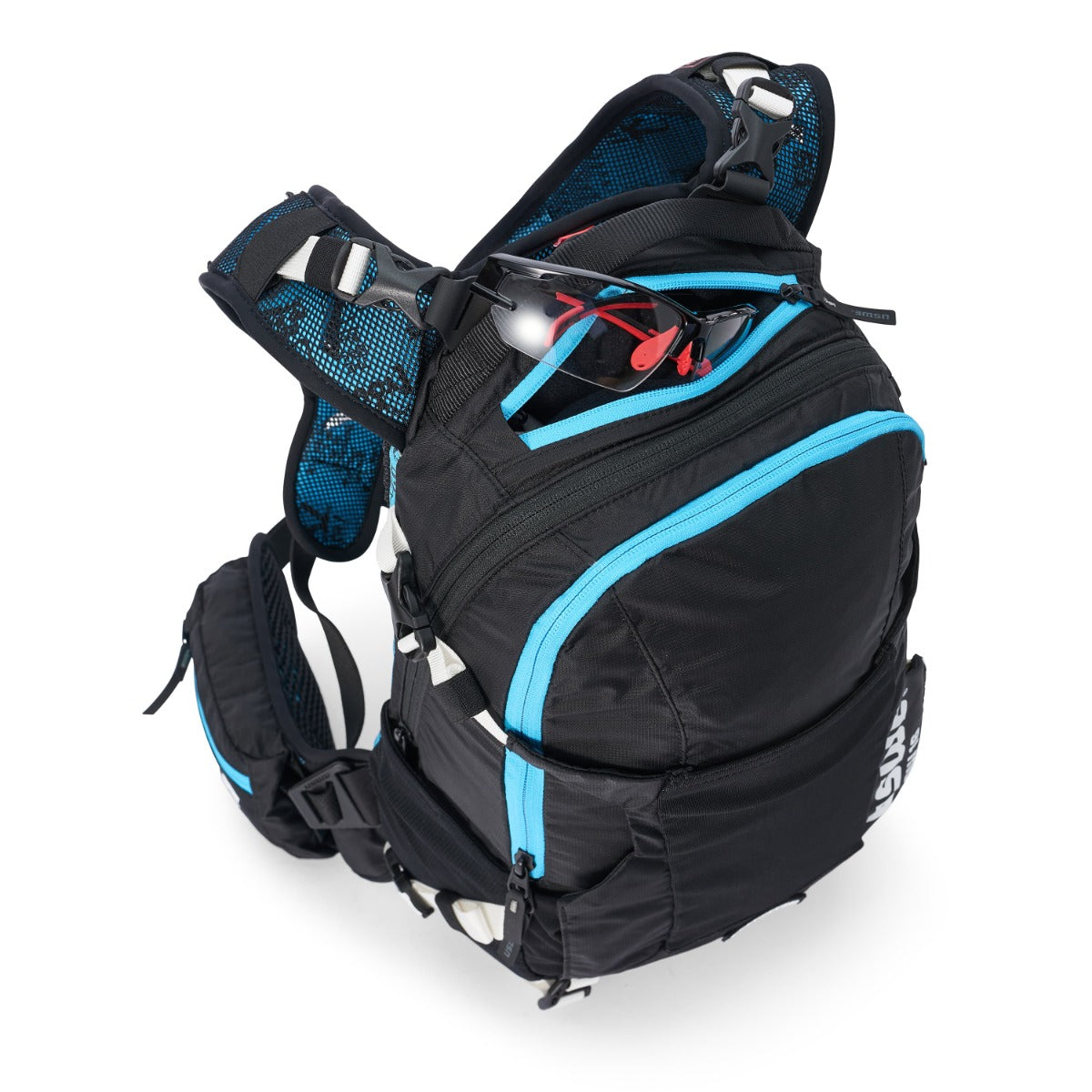 USWE FLOW 16 L rugzak met geïntegreerde schouderriem Zwart/Blauw