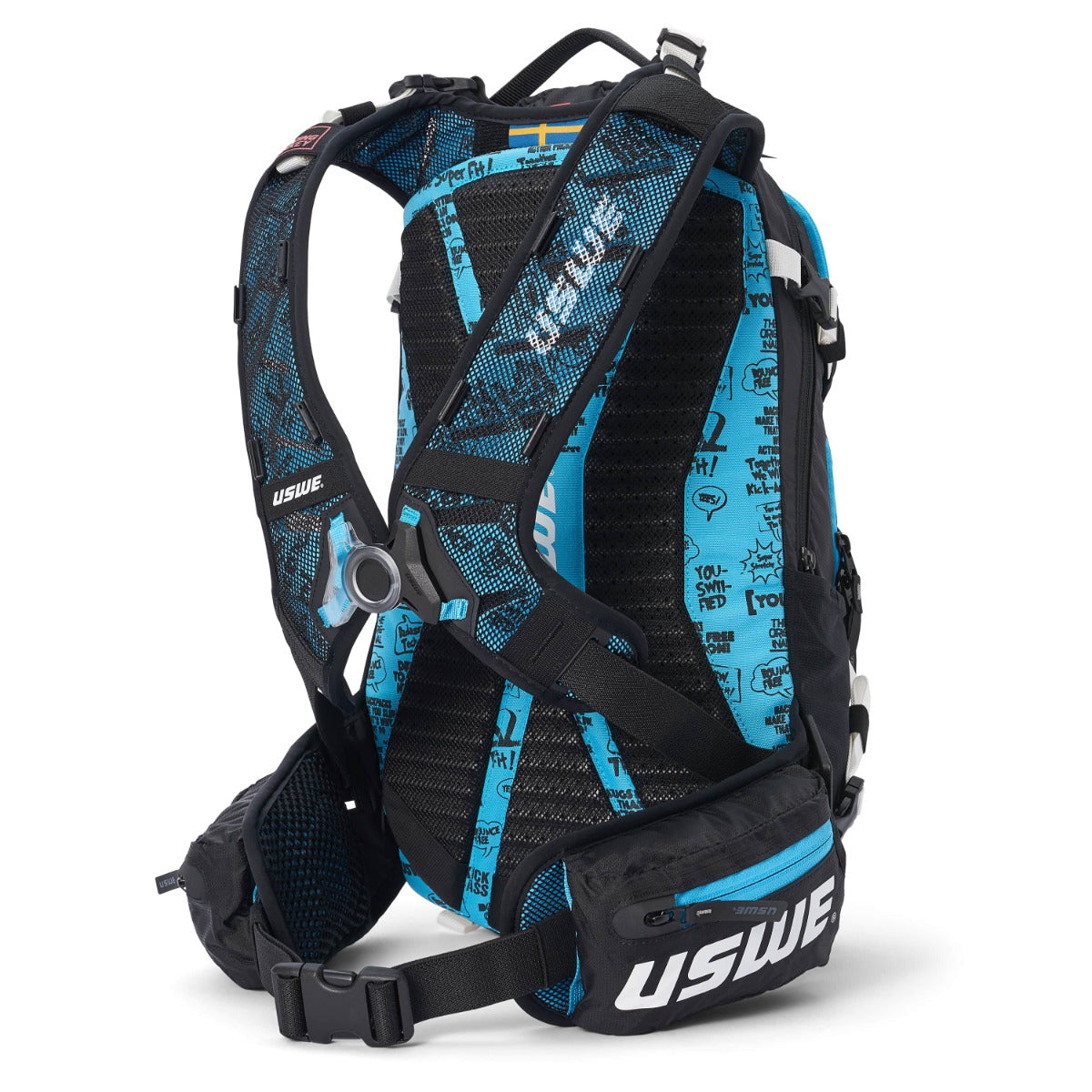 USWE FLOW 16 L rugzak met geïntegreerde schouderriem Zwart/Blauw