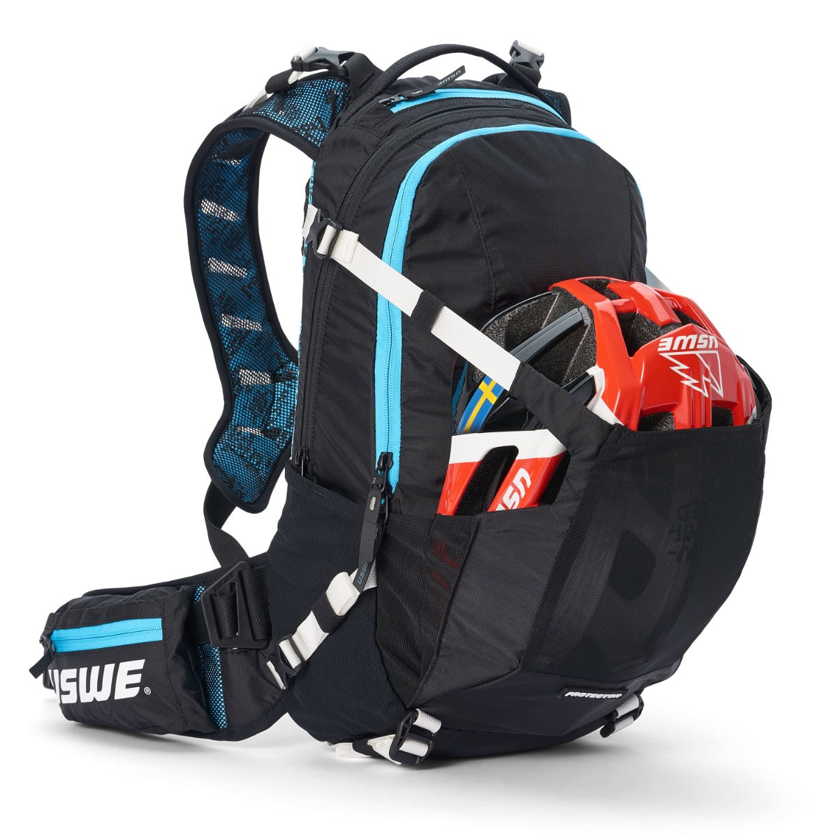 USWE FLOW 16 L rugzak met geïntegreerde schouderriem Zwart/Blauw