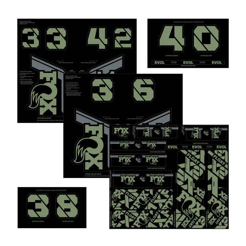 FOX vork- en schokdemperstickerset pistachegroen