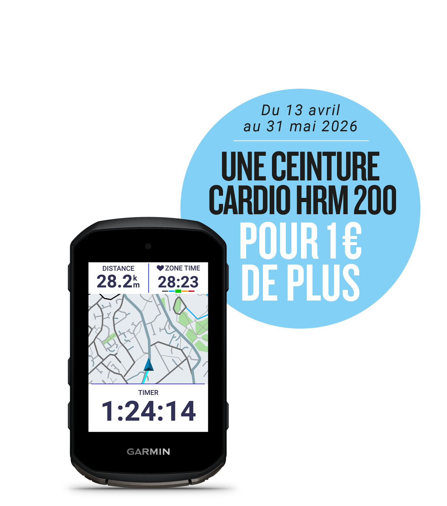 GARMIN EDGE 850 GPS + Uw GARMIN HRM 200 Cardio Gordel voor € 1 meer