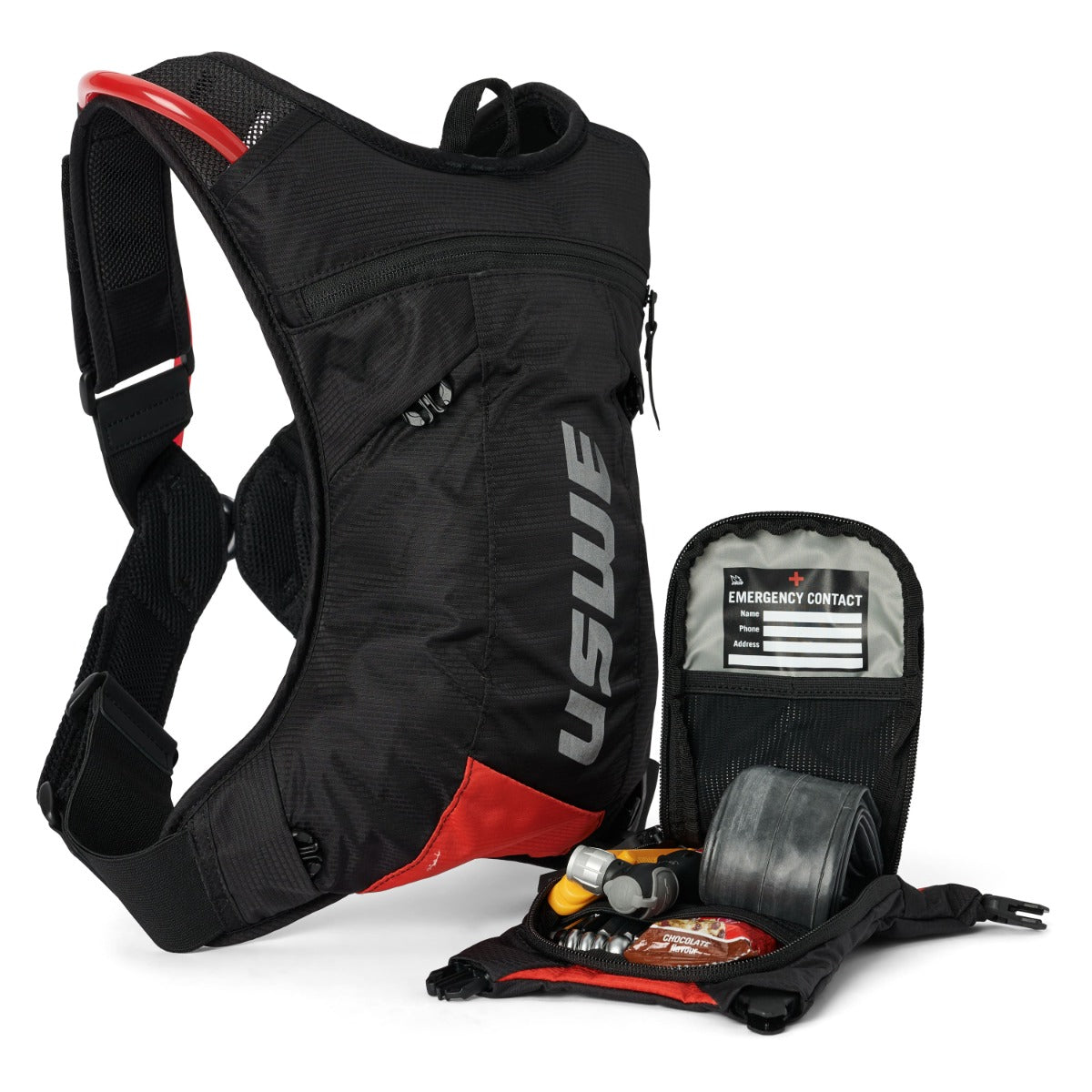 USWE MTB HYDRO 3 L Hydratatietas Zwart/Rood