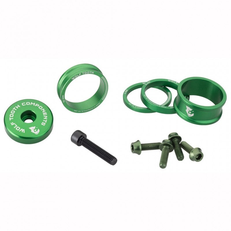 Afstandsbussen, stuurpenafdekking en schroeven Kit WOLFTOOTH BLING KIT Olijf
