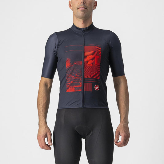 CASTELLI 13 SCREEN Korte Mouw Trui Blauw/Rood