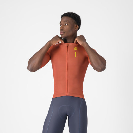 CASTELLI DRITTONE LOGO Korte Mouw Jersey Paprika