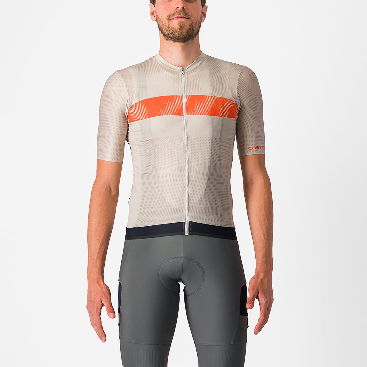 CASTELLI UNLIMITED ENDURANCE Korte Mouw Trui Grijs/Oranje