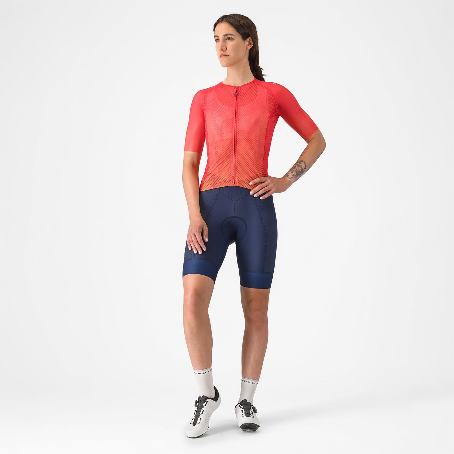 CASTELLI CLIMBER'S A/C Damestrui met korte mouwen en hibiscusblaadjes