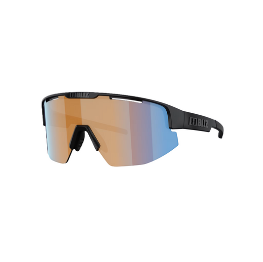 BLIZ MATRIX Zonnebril Zwart Mat Nano Optiek Nordic Ligh Koraal - Oranje w Blauw Multi