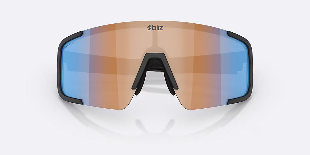 BLIZ P003 Matzwarte Koraal/Oranje Iridium Blauwe Bril