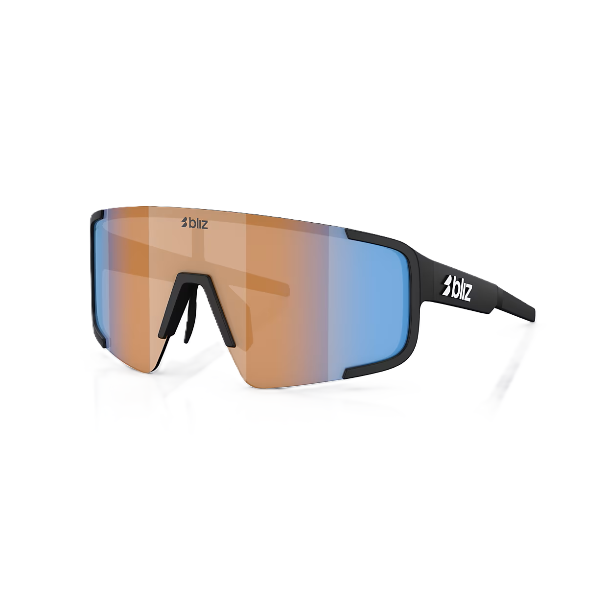 BLIZ P003 Matzwarte Koraal/Oranje Iridium Blauwe Bril
