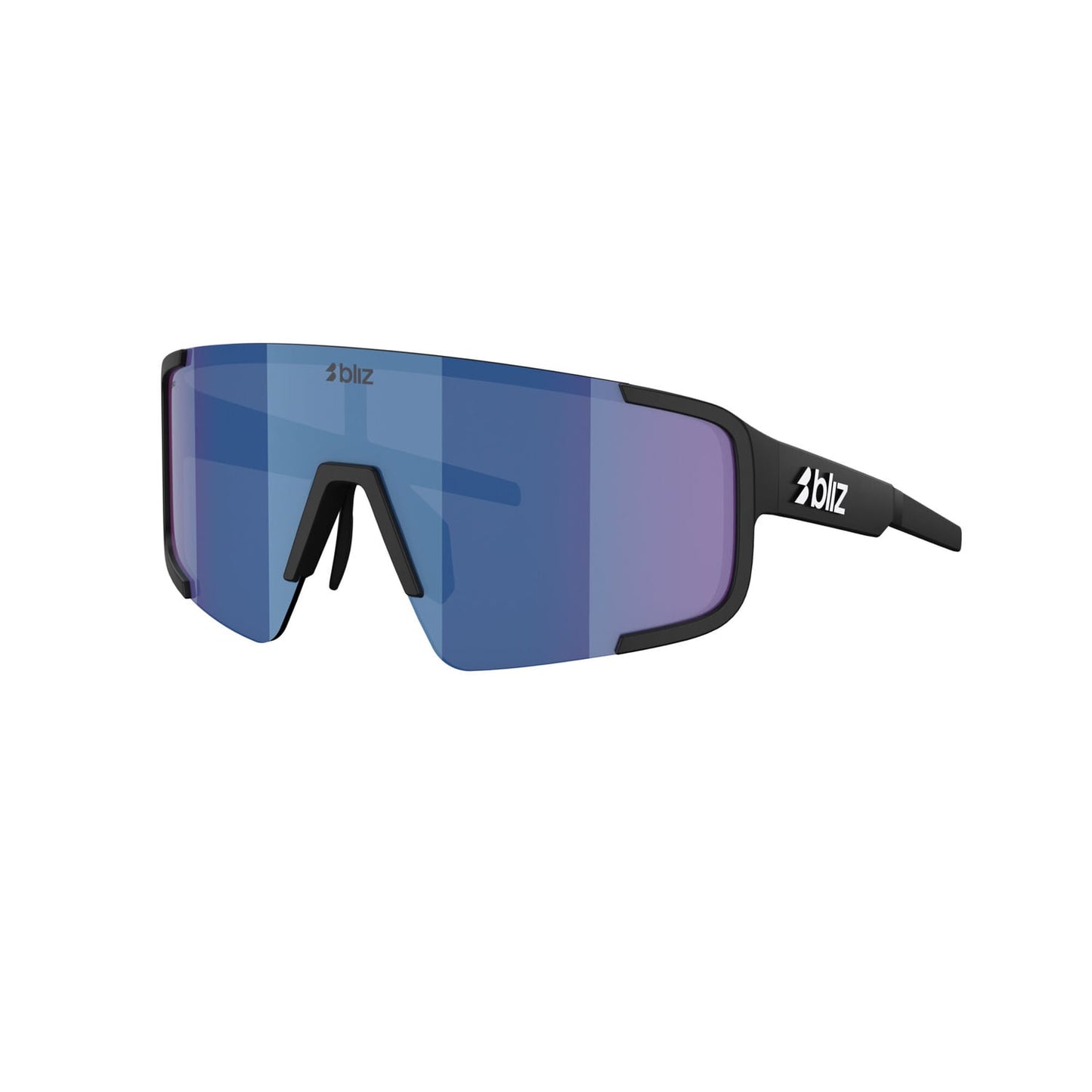 Bril BLIZ P003 Zwart Mat Blauw Spiegelglas