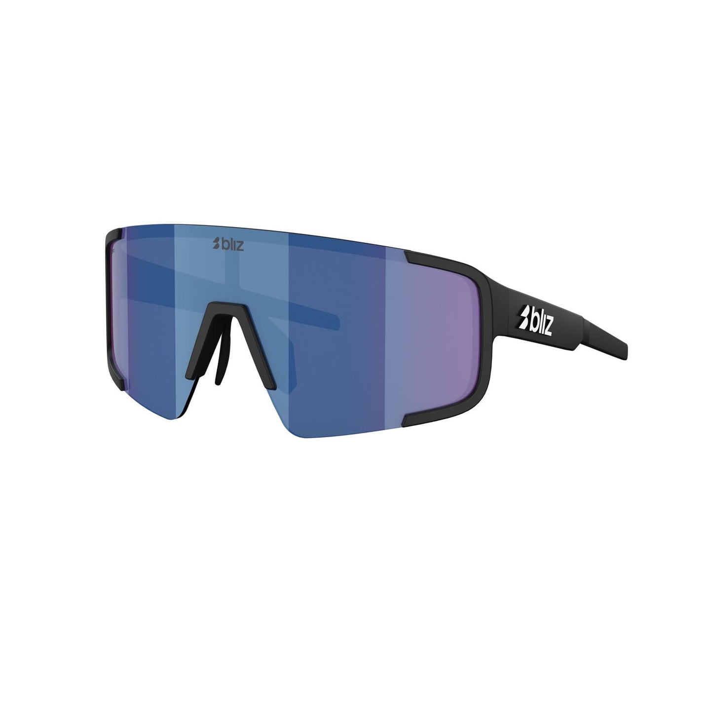 Bril BLIZ P003 Zwart Mat Blauw Spiegelglas