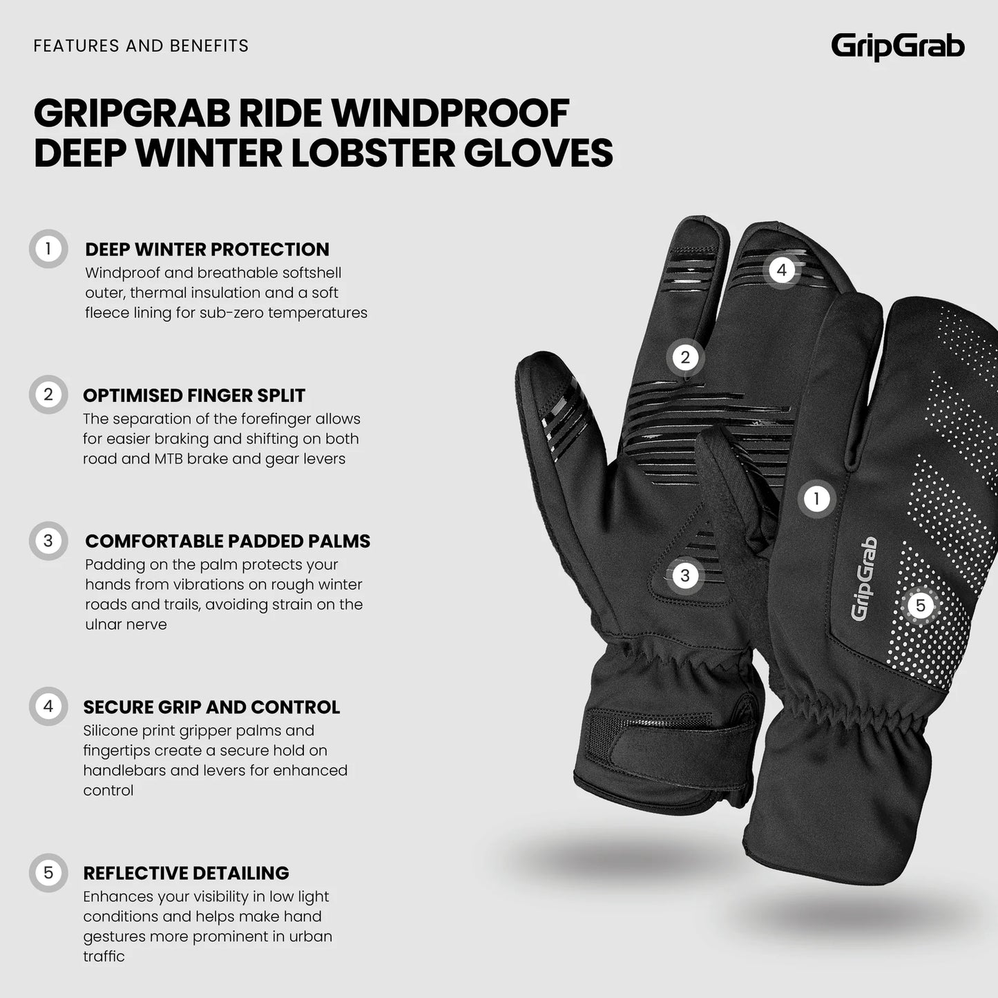 GRIPGRAB DEEP WINTER LOBSTER Handschoenen Zwart