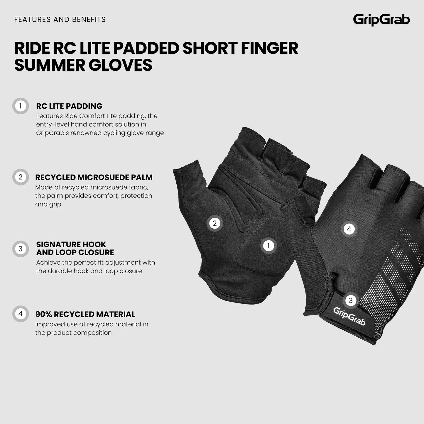 GRIPGRAB RIDE LITE Korte Handschoenen Zwart
