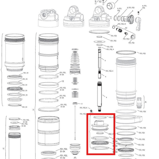 Zuigerafdichtingsset voor ROCKSHOX MONARCH schokdemper B1(PLUS. RL. XX). C1(R.RT.RT3). D1(RT3)
