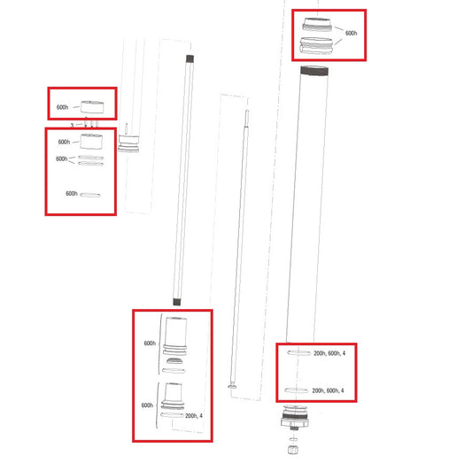 600 uur/3 jaar Onderhoudsset voor ROCKSHOX Reverb XPLR A1 AXS 27,2 mm Zadelpen