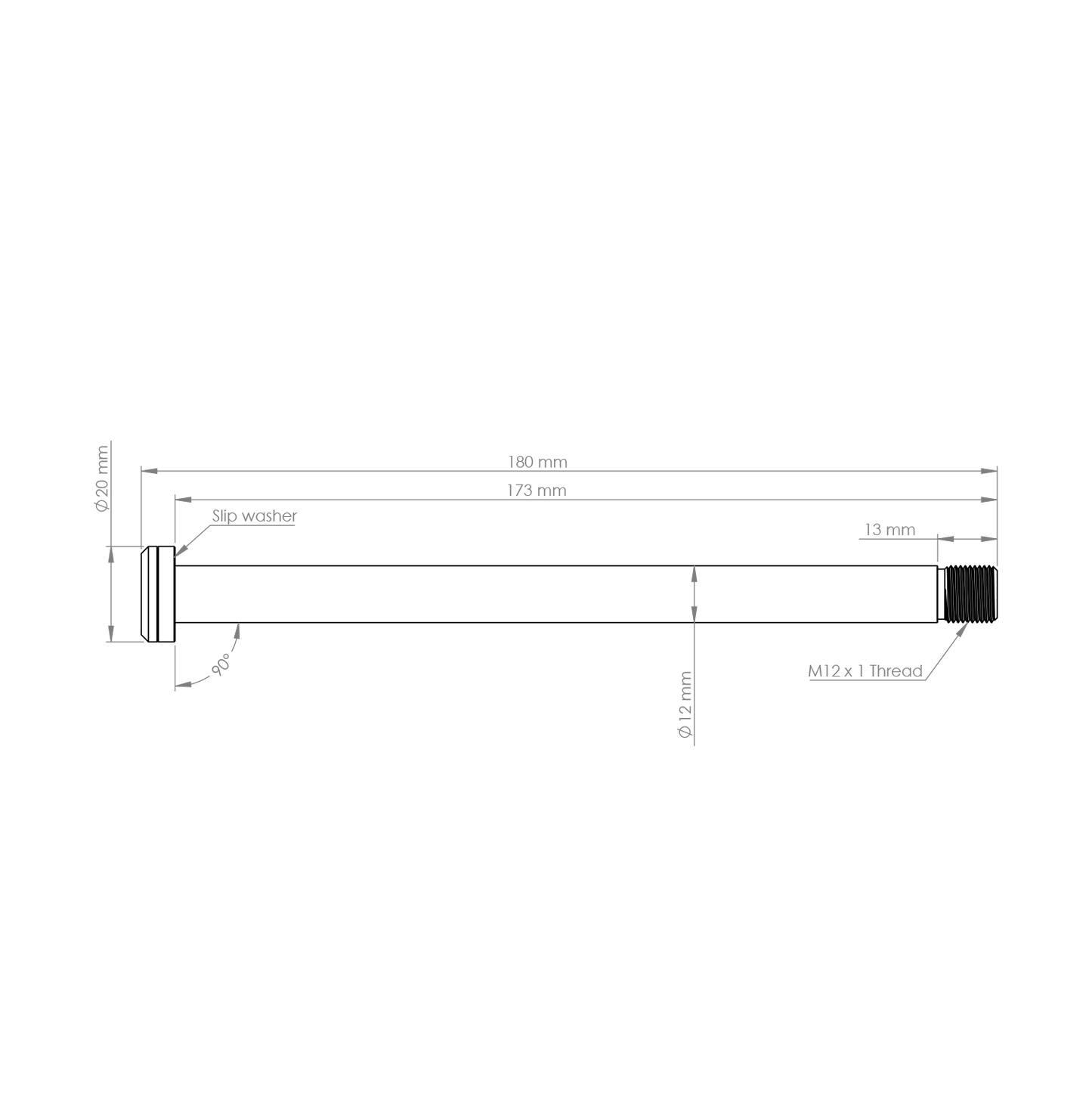 BURGTEC 173mm achterwielas voor Rocky Mountain frame zwart