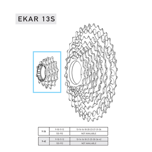 CAMPAGNOLO EKAR 9-10-11-12 tandwielen Tanden voor 9-36 of 9-42 cassette