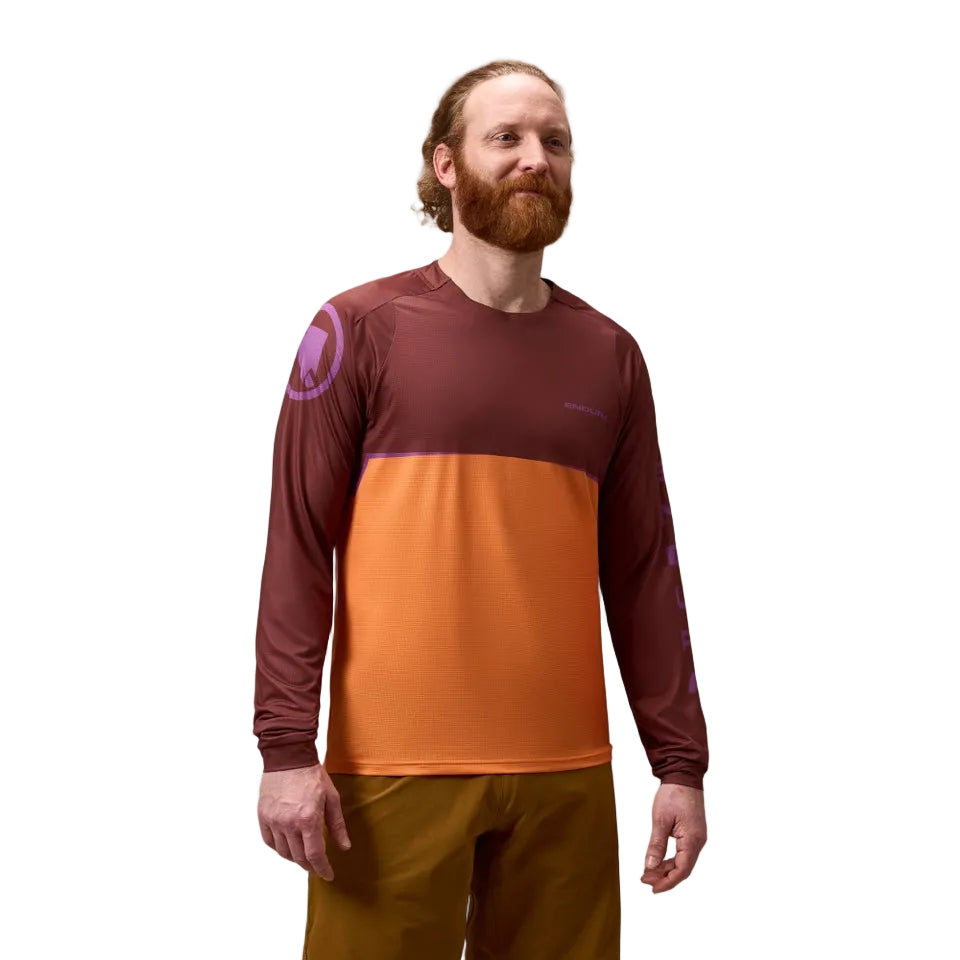 ENDURA SINGLETRACK CORE PRINTED Jersey Lange Mouw Einde Oranje