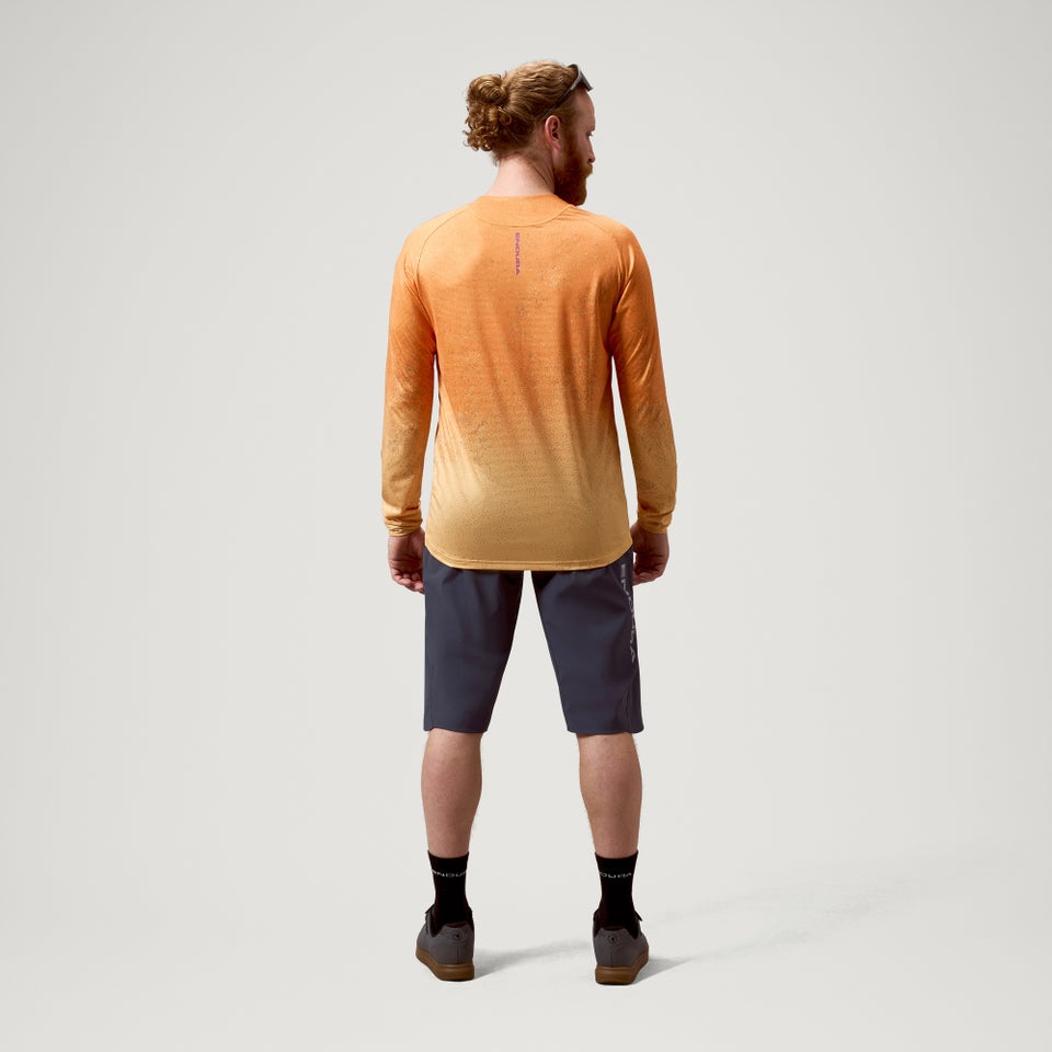 ENDURA SINGLETRACK PRINT Jersey Lange Mouw Einde Oranje