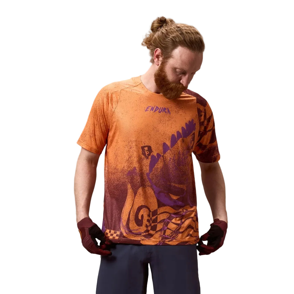 ENDURA SINGLETRACK PRINT Korte Mouw Jersey Einde Oranje