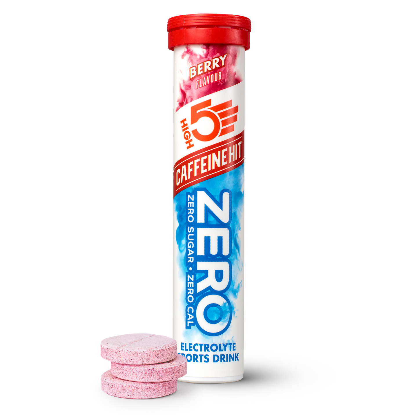 Electrolyten Hydratatietabletten High5 NUL Cafeïne (x20) Fruit Rood
