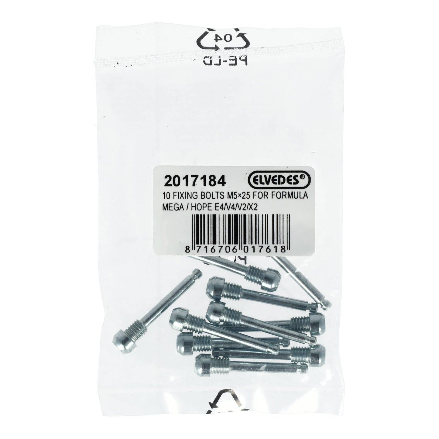 Set van 10 ELVEDES M5x25 schroeven voor montage van Formula Mega/HOPE E4/V4/X2/V2 inzetstukken