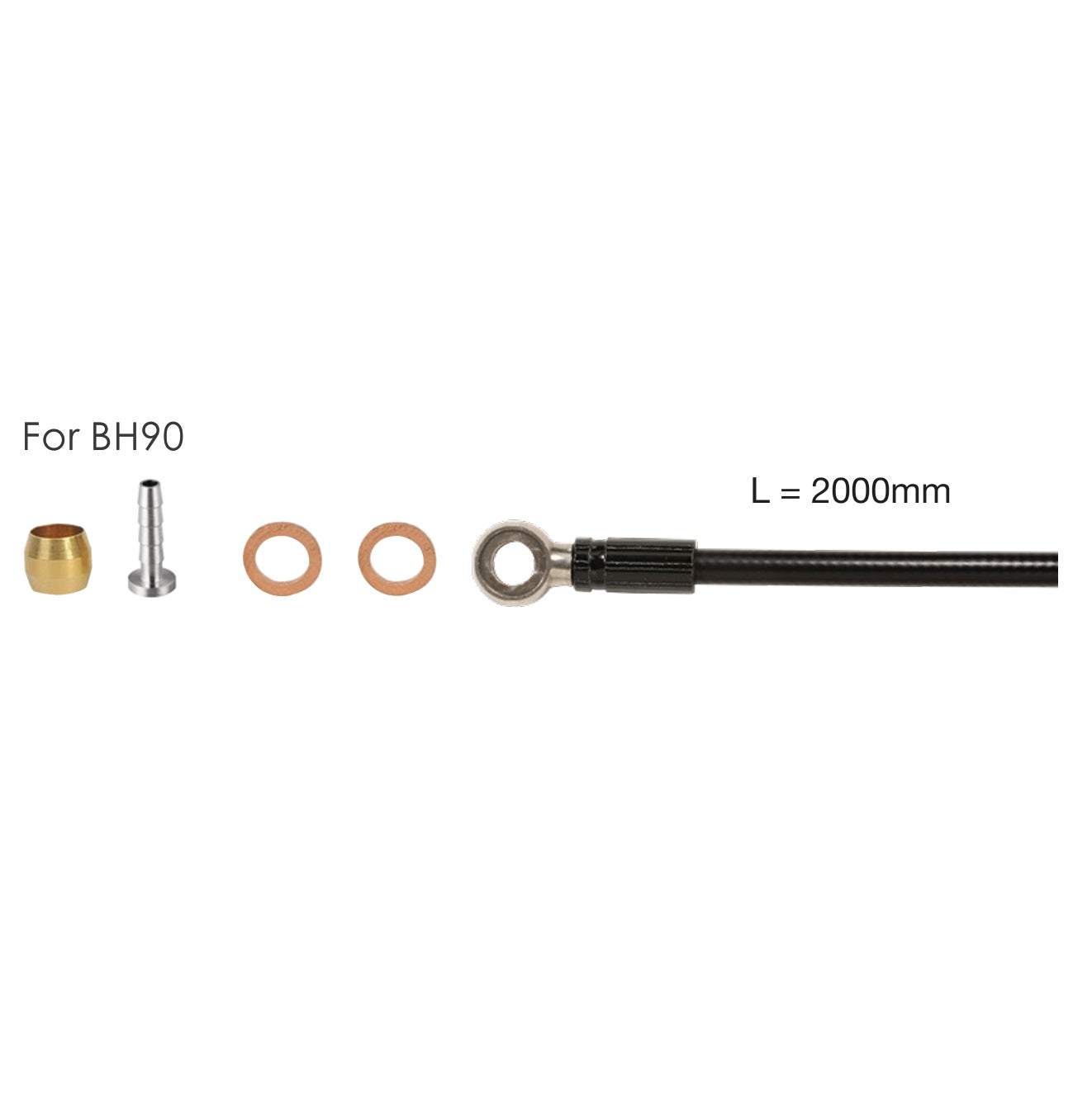 Kit Hydro slangen 2m ELVEDES voor SHIMANO SM-BH 90+banjo+onderdelen
