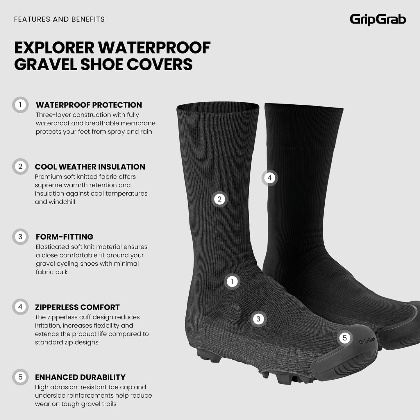 Laarsbeschermer GRIPGRAB EXPLORER WATRPROOF GRAVEL Zwart