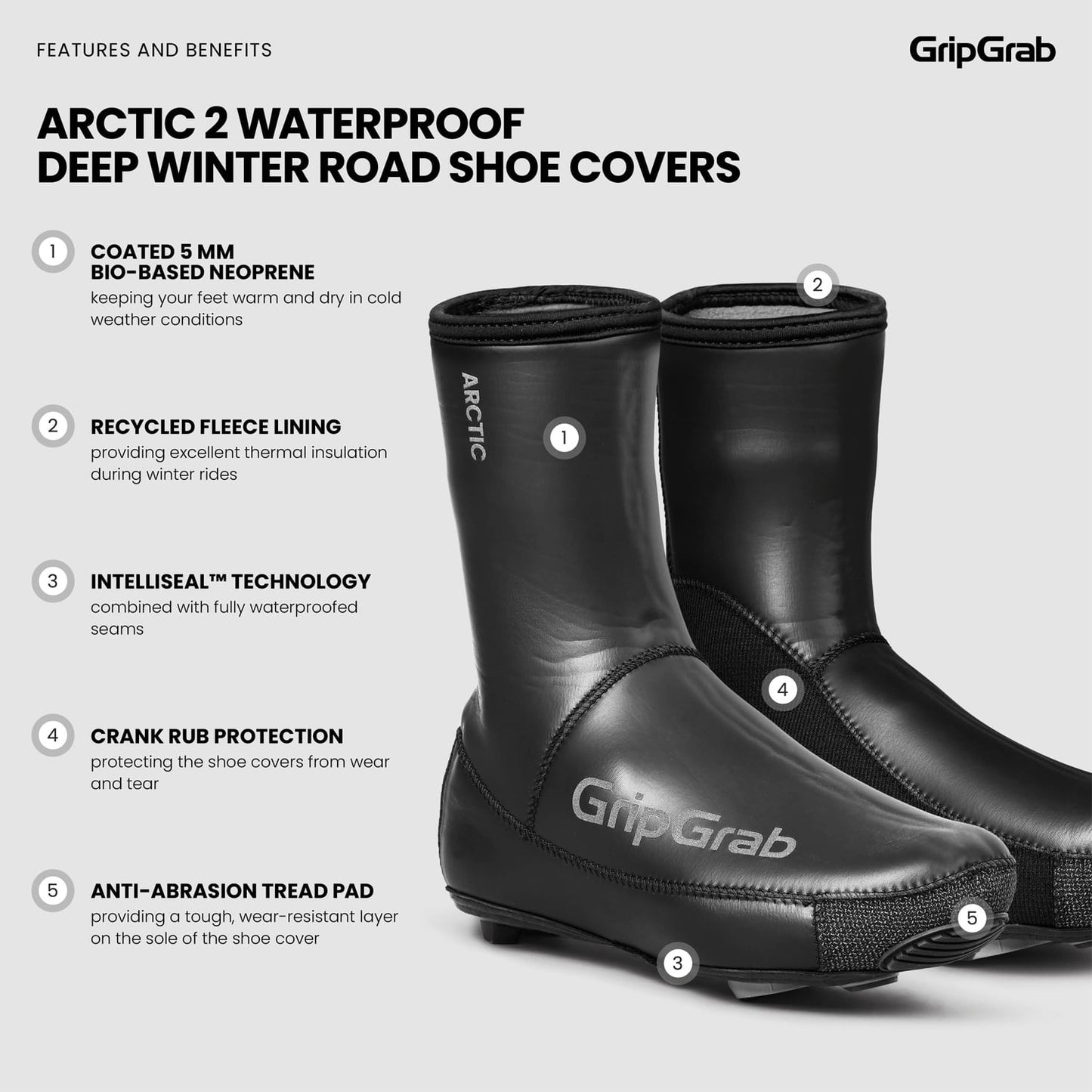 Laarsbeschermer GRIPGRAB ARTIC 2 WATERPROOF ROAD Zwart