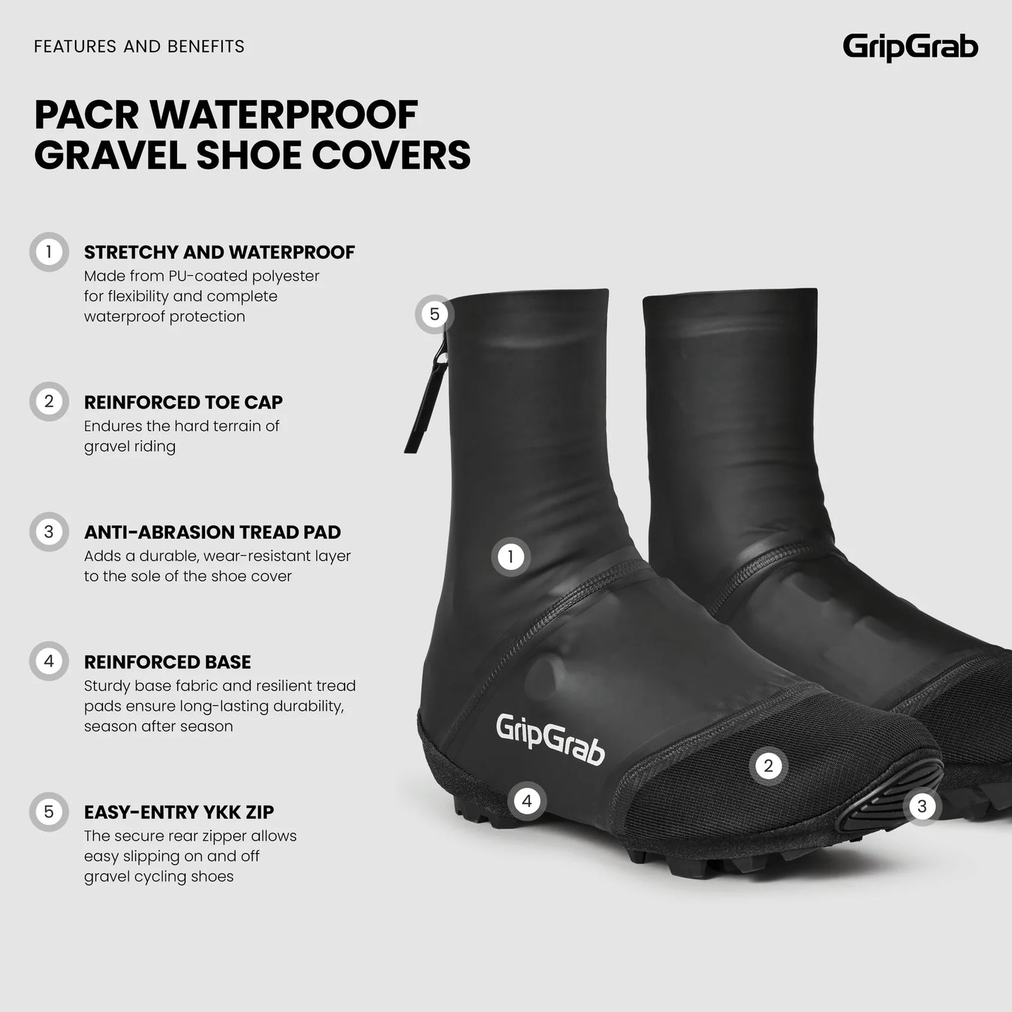 Laarsbeschermer GRIPGRAB PACR WATERPROOF GRAVEL Zwart