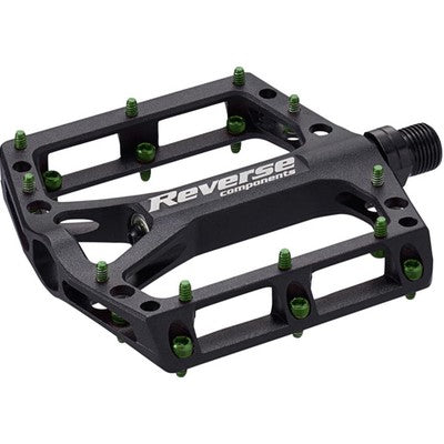 REVERSE COMPONENTS BLACK ONE platte pedalen Zwart/Lichtgroen