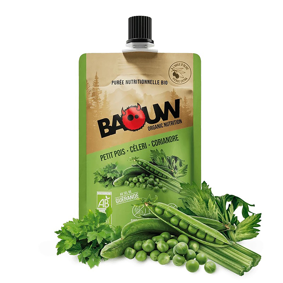 BAOUW Bio Gezouten Recept Energiepuree Erwt-Kelderij-Koriander (90g)