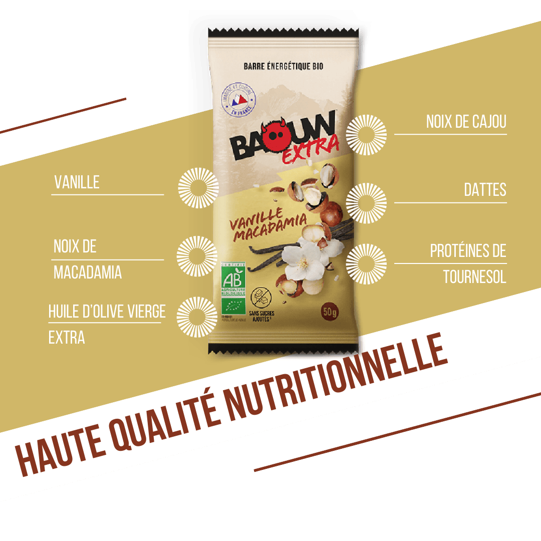 BAOUW ORGANIC EXTRA Vanille-Macadamia Energiereep (50g)
