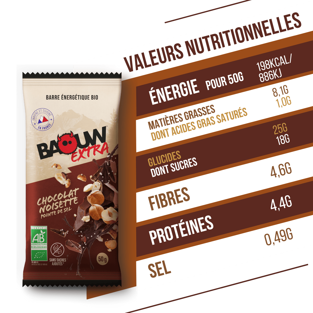 BAOUW ORGANIC EXTRA Chocolade Hazelnoot Energiereep (50g)