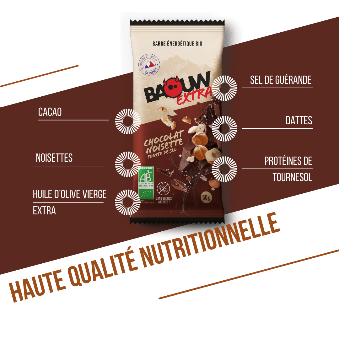BAOUW ORGANIC EXTRA Chocolade Hazelnoot Energiereep (50g)