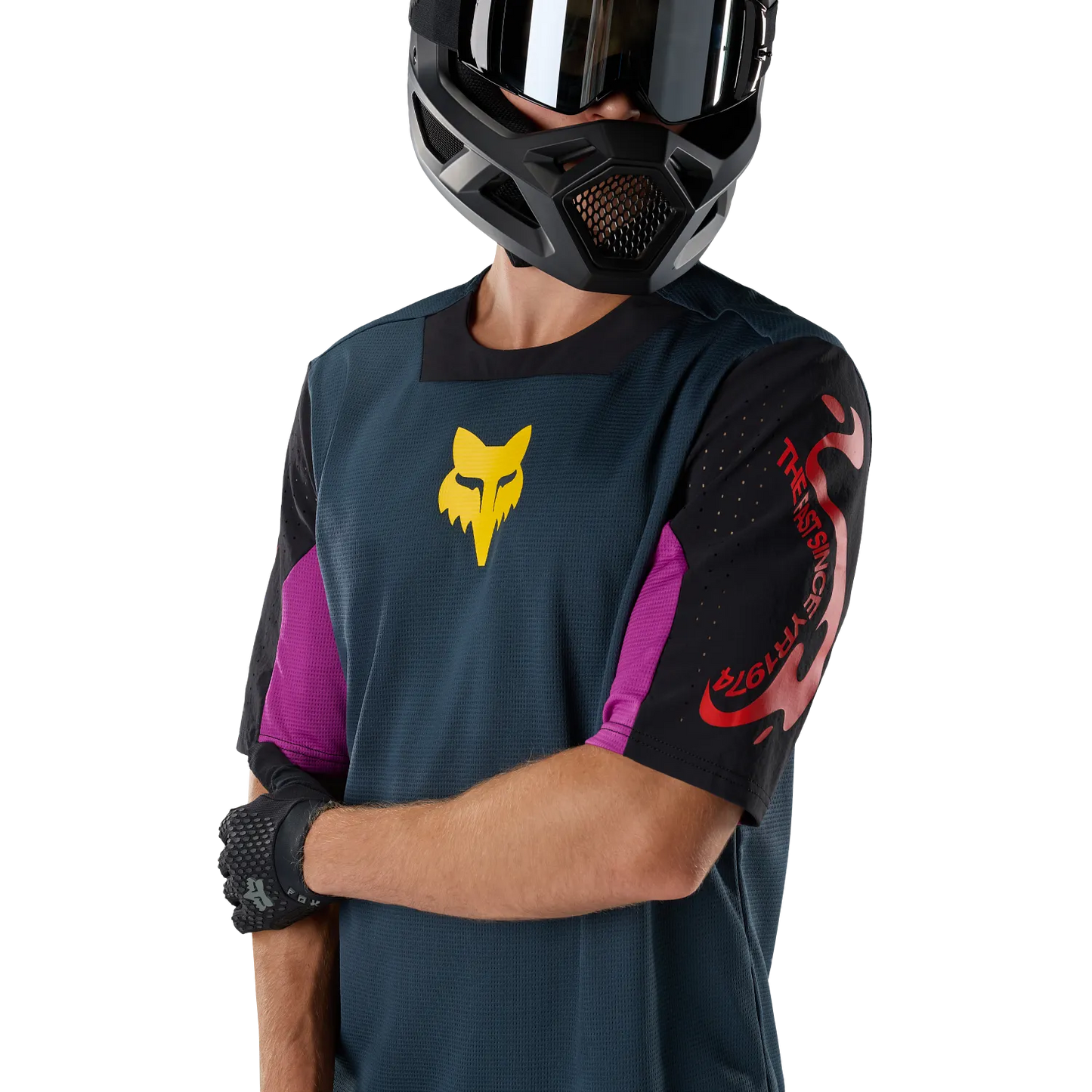 Shirt FOX DEFEND CREATION Korte Mouwen Blauw