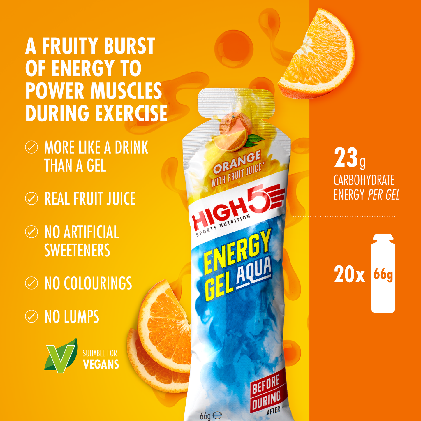 HIGH5 ENERGY GEL Aqua (66g) Oranje