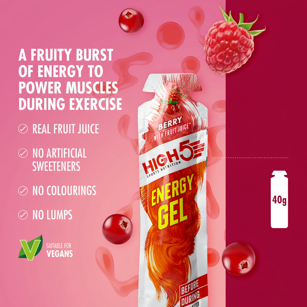 Pak van 6 HIGH5 ENERGY GEL (40g) Bessen