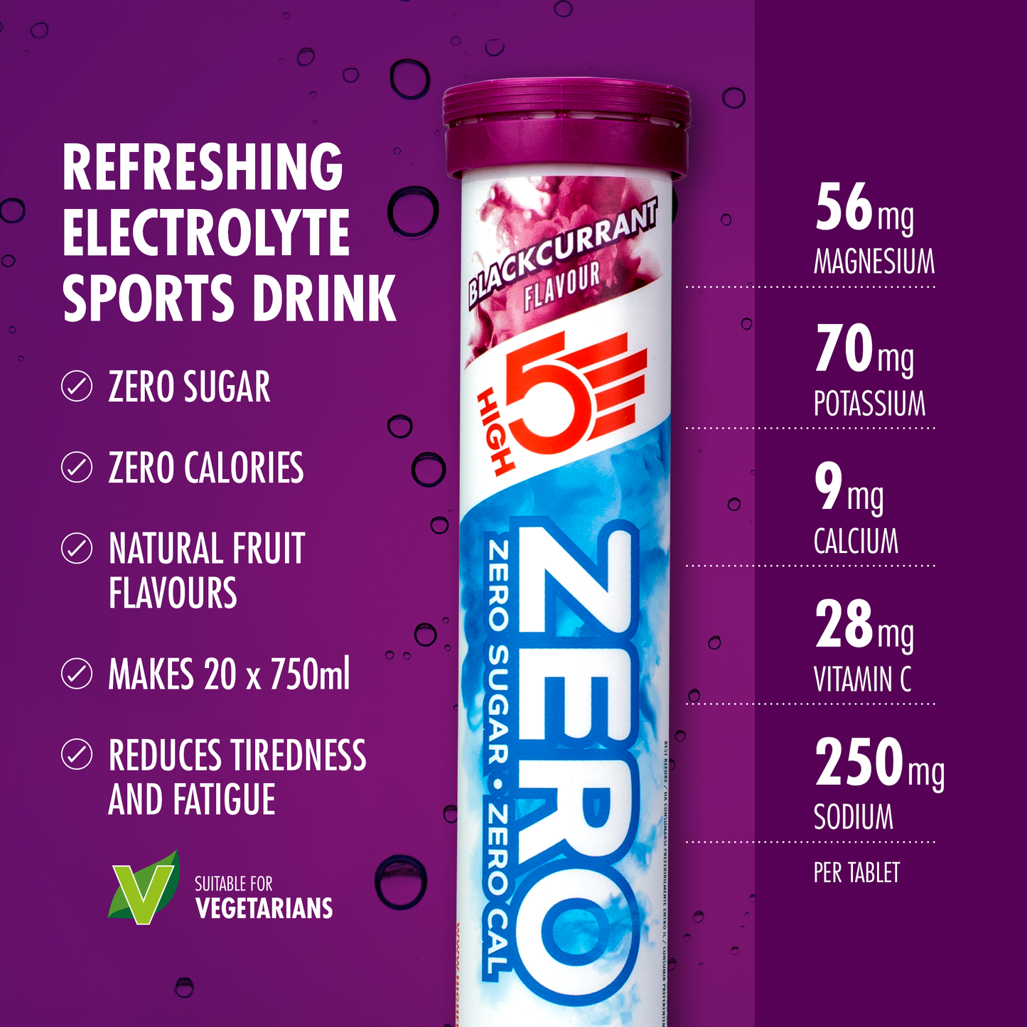 Elektrolyt Hydratatietabletten High5 ZERO (x20) Zwarte bes
